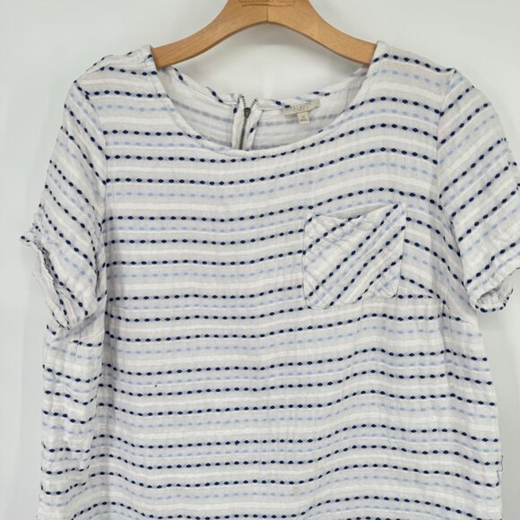 Talbots Women's Striped Short Sleeve Top Pocket size 1X Blue embroidered plus - Picture 4 of 8